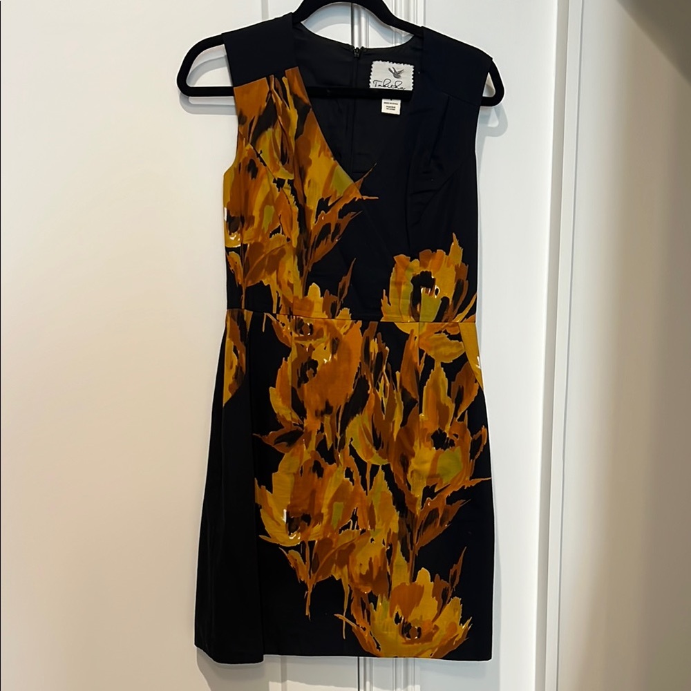 Tabitha Black and Orange Sheath Dress